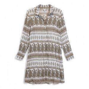 J. Jill Sand Dune Paisley Print Tunic Top Size L